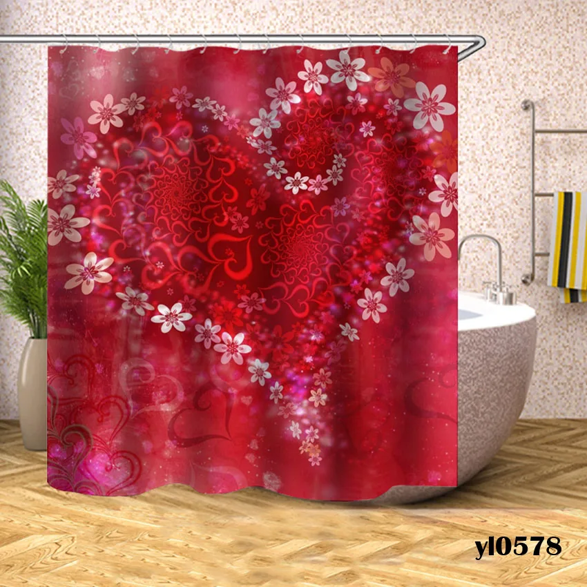Love Heart занавеска для душа s водонепроницаемый принт для ванной шторка для ванной большой широкий купальный чехол для дома отель Rideau De Bain - Цвет: Pattern 2