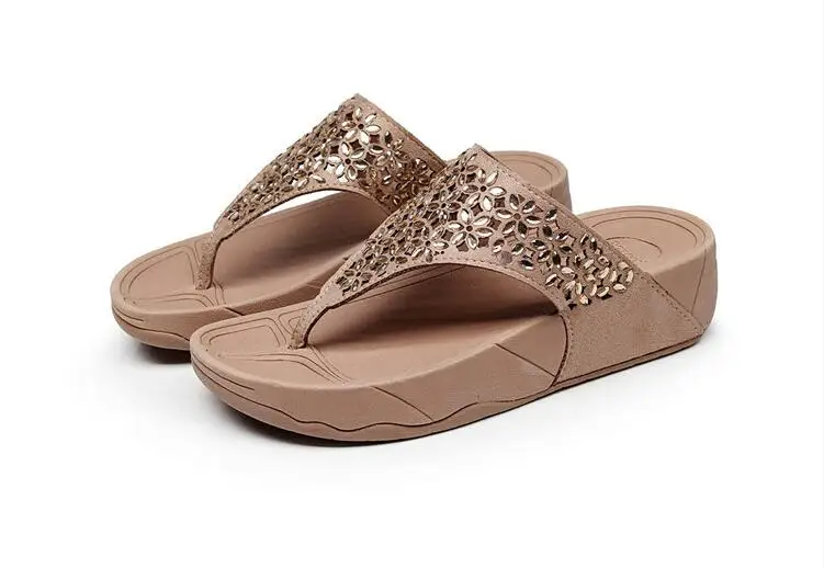 rhinestone flip flops gold