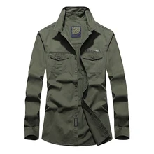 Более Размер M-7XL мужские рубашки с длинным рукавом safari JEEP хлопковая рубашка однобортная мужская одежда