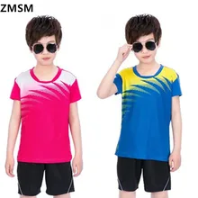 Zmsm дети Рубашки Спортивные жилетки влагу быстросохнущая Дышащие Детские Бадминтон Racing Костюмы Таблица Тенни рубашка nm5061-3