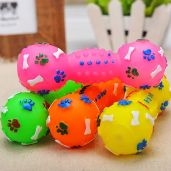 

Pets Dog Toys Bone Squeeze Sound Toy for Dogs Super Durable & Funny Squeaky Rubber Barbell Dog Chew Toy Puppy Toys