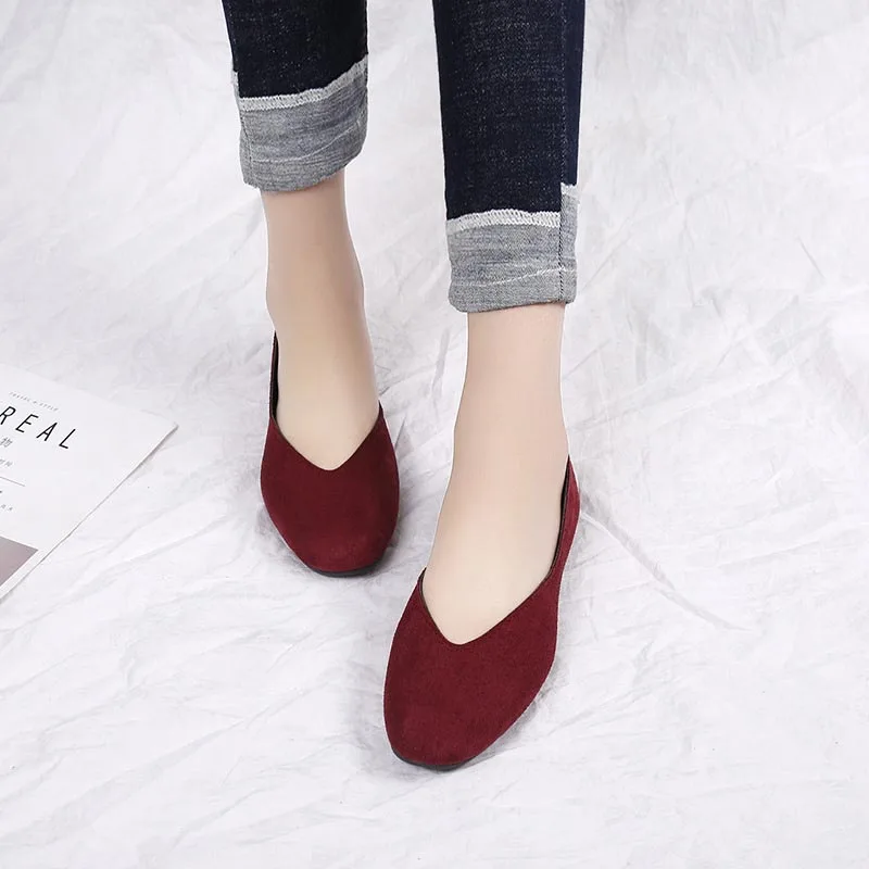 

2019 Plus Size 35-42 Women Flats shoes Woman Spring Loafers Candy Color Slip on Sneakers Ballet Flats Mothers Ladies Shoes Black