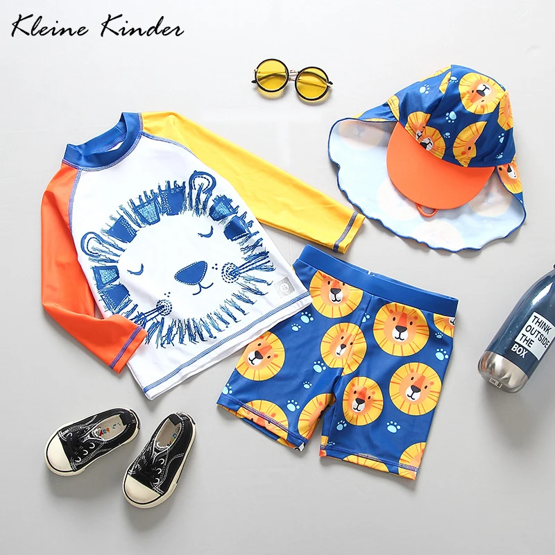 

Kids Swimwear UPF50+ Three Pieces Long Sleeve Boys Swimsuit Cartoon Swimming Suits Children Sport Beachwear Baby Bathing Suit