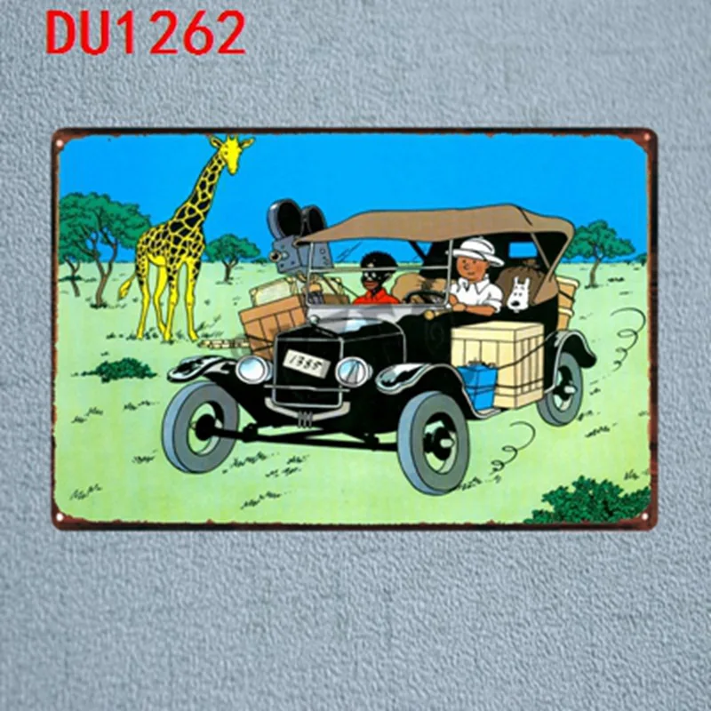 Tintin мультфильм жестяная вывеска металлическая пластина настенная паба детская комната Домашний декор вечерние винтажные железные плакаты куадро DU-1262