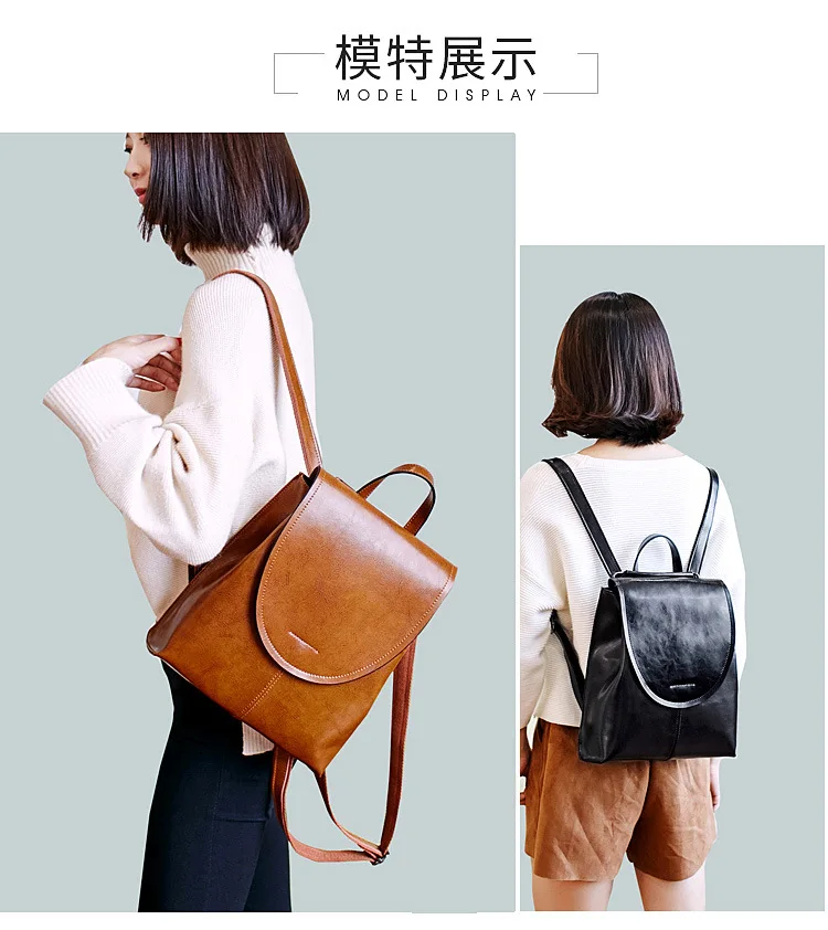 Stylish Backpacks for man Genuine Leather Women Rucksack Knapsack Shoulder Cross Body Bags Female Fashion Lady Oil Wax Cowhide Daypack Backpack stylish backpack purse