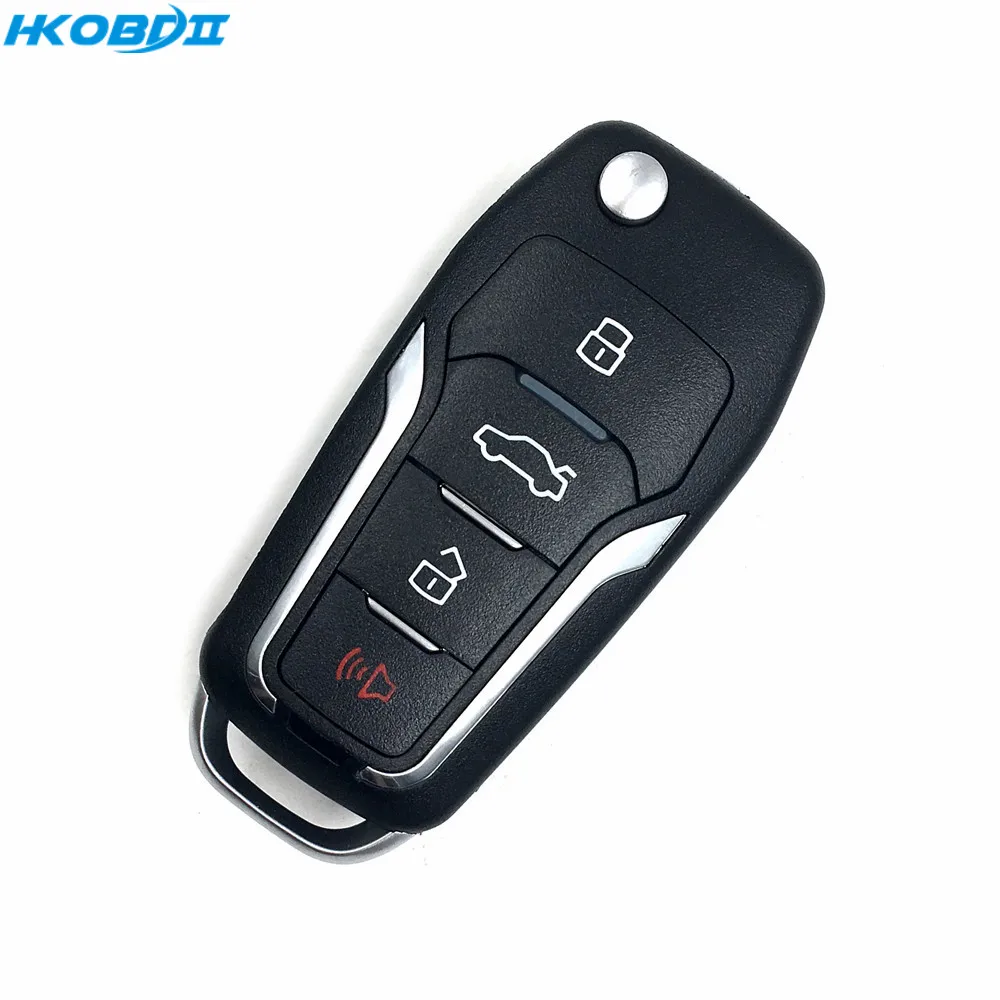 

HKOBDII SZXKFO00EN 1 Piece 4 Buttons Wire Universal VVDI2 Car Key Remote for Xhorse VVDI Key Tool English Version for Ford Style