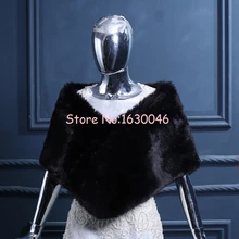 2016 New Fashionable Faux Fur Black Wedding Shawl Formal Occasion Cape Evening Party Prom Wraps Bridal Bolero
