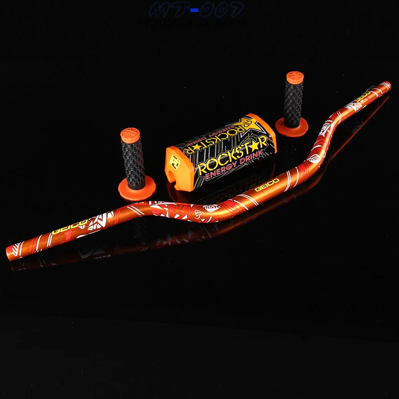 

orange handlebar 1-1/8" 28mm with grips and Rockstar Pad for MX Motorcycle Motocross Dirt Pit Bike Pitbike