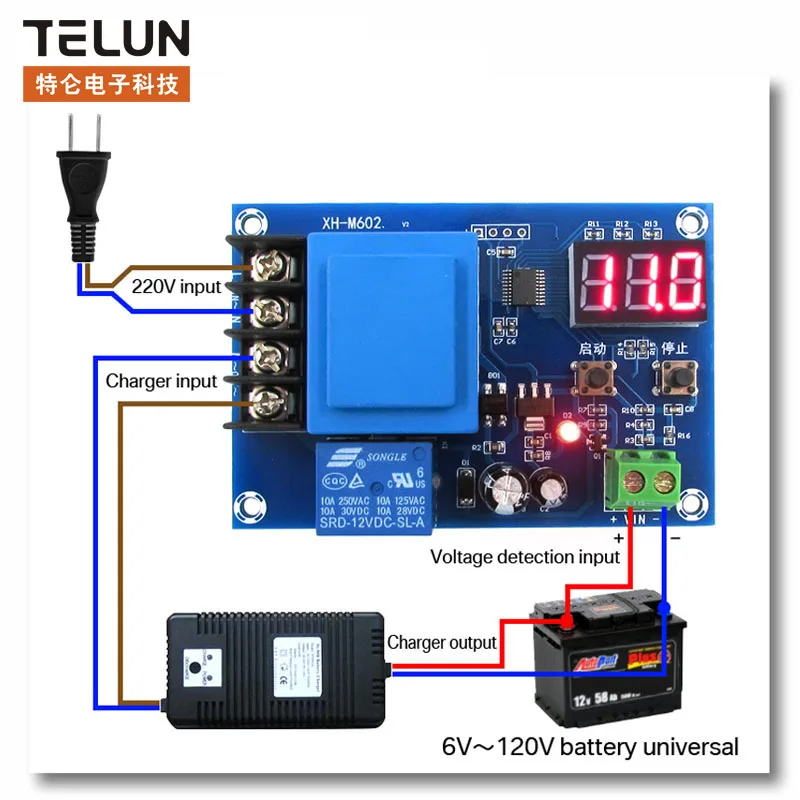 

6V~120V Digital Control Battery Lithium Battery Charging Voltage Control Module Solar Charger Power Charge Control Switch