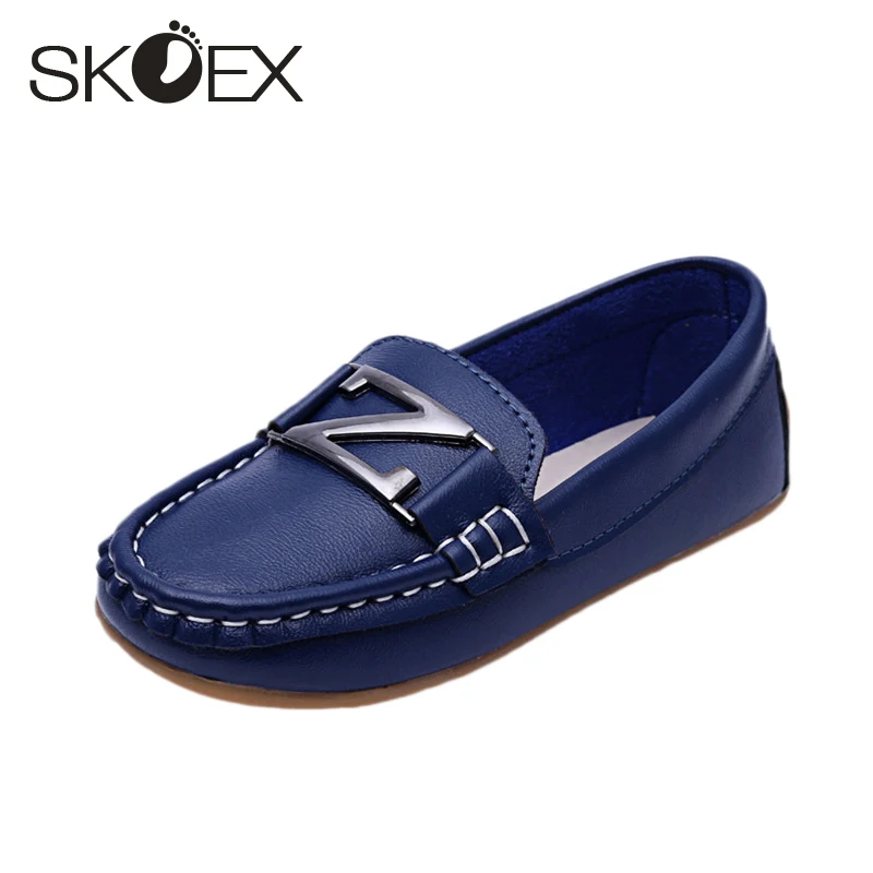 SKOEX девочек детская обувь мягкая подошва кожаные лоферы Детские лодка обувь кроссовки для мальчиков Повседневное плоские Горох обувь для
