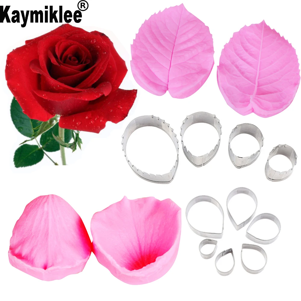 

Rose Flower-Making Silicone Mould Accessories Stainless Steel Cutter Gum Paste Floral Petal Cutter Silicone Veiners Mold CS230