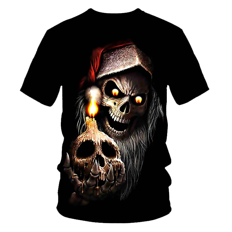 New hot men's summer skull poker print men's short-sleeved T-shirt 3D T-shirt casual breathable season hip-hop brand T-shirt 6XL