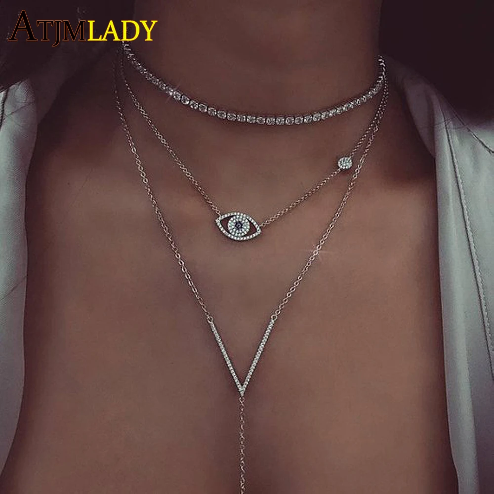 

Collares Maxi Necklace Promotion Best Lady Luxury Bling Cz Chokers Necklace & Pendant 1 Row Wedding Sexy Tennis Statement Women