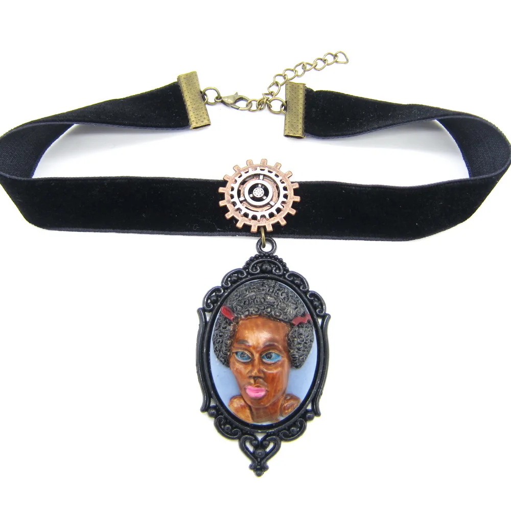 Indian Girls Pendant Women`s Velvet Choker Top Necklace | Украшения и аксессуары