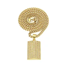 MCSAYS Hip Hop Jewelry Full Rhinestone Iced Out Bling Shield Pendant Cuban Chain Tool Necklace For Biker Men/Women Gift 3GM