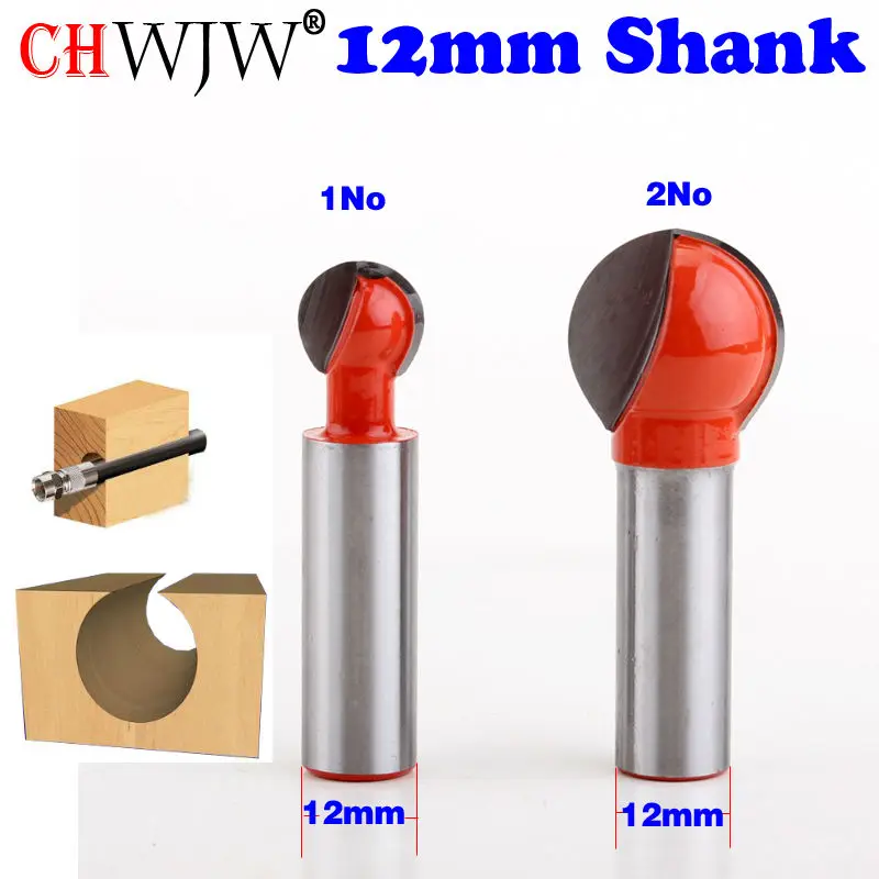 1pc 12mm Shank Round Carving Bit Plunging Ball End Router Bit