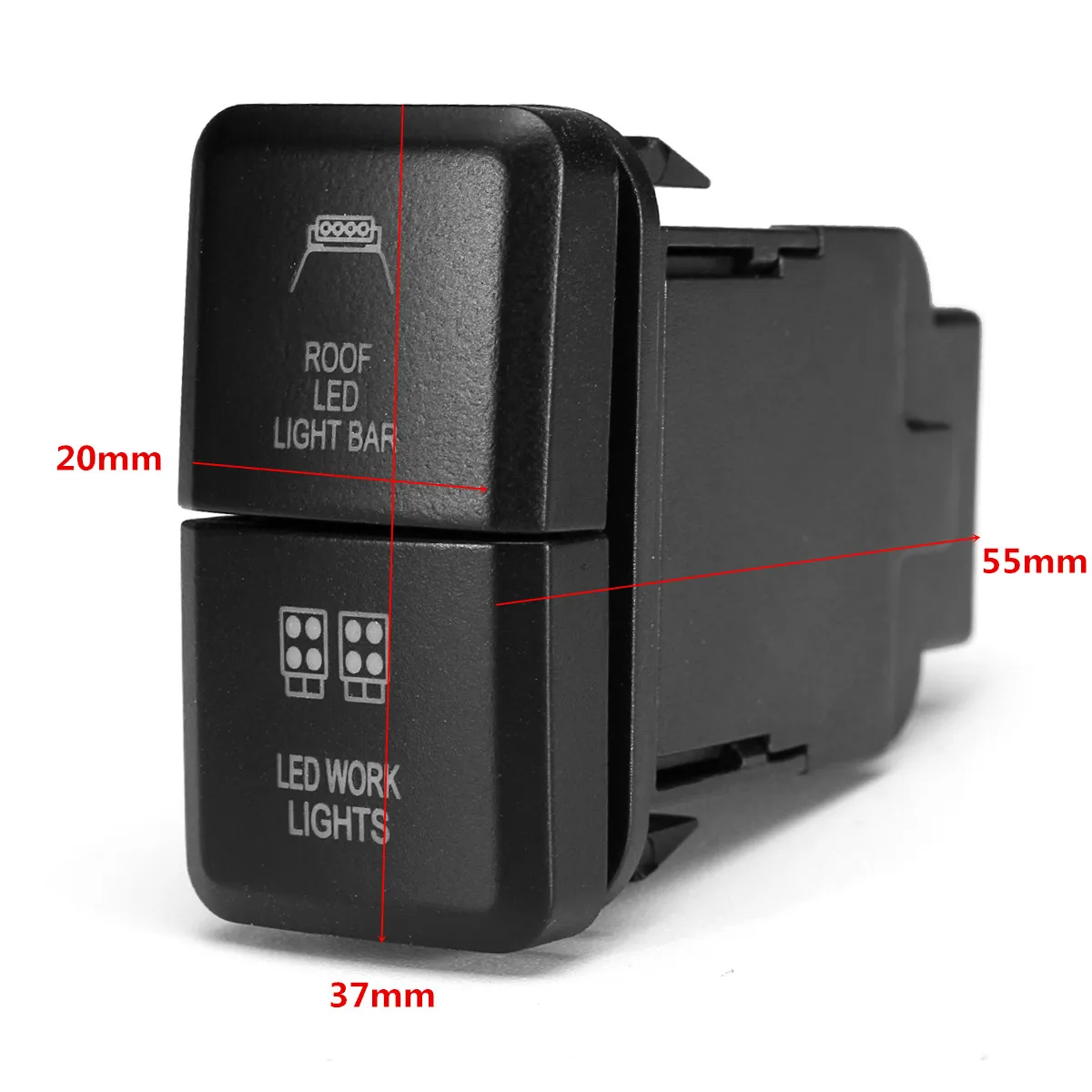 12V Car Auto Dual LED Light Bar Push Switch for Toyota Prado Hilux Landcruiser: On-Off Work Fog Light Spot Light Button Switch image 6