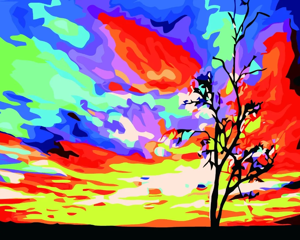 Framless поступление уникальный подарок Цифровая живопись маслом на холсте картины по номерам декоративные абстрактные картины Sunset glow