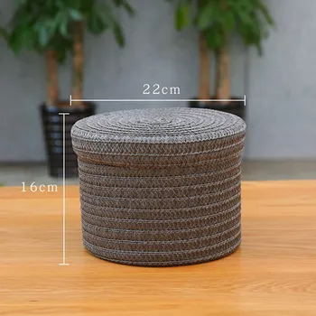 

Eco-friendly Plastic Storage Basket Linen Desktop Organizer With Lid Handmade Jewelry Box Home Decoration Accessories