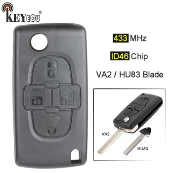 Keyforkess ASK 433 ID46/ PCF7941 Chip CE0523 sostituzione chiave a distanza Fob 4 pulsanti HU83/lama VA2 per Peugeot 1007, per Citroen C8