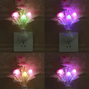 

Lovely Colorful LED Lilac Night Light Lamp Mushroom Romantic Lilac Night Lighting For Home Art Decor Illumination US Plug