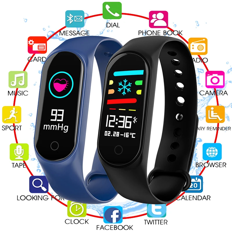 

2019 NewSmart Bracelet Color-screen IP67 Fitness Tracker blood pressure Heart Rate Monitor Smart band For Android IOS phone Men