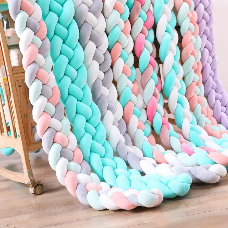 2m3m-4-knot-soft-baby-bed-bumper-crib-sides-4-braid-2-meter-newborn-crib-pad-protection-cot-bumpers-bedding-for-infant