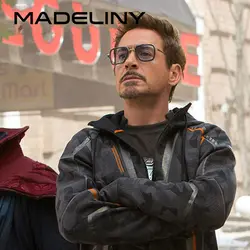 MADELINY, новая мода, мужские солнцезащитные очки Tony Stark, металлические Квадратные Солнцезащитные очки, мужские солнцезащитные очки Rover Downey, UV400