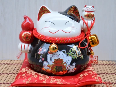 Подлинное золото Япония Lucky Cat hand негабаритных керамических украшений магазин открылся 9 дюймов праздничные подарки ремесла костюм гостиной рабочего стола - Цвет: see chart