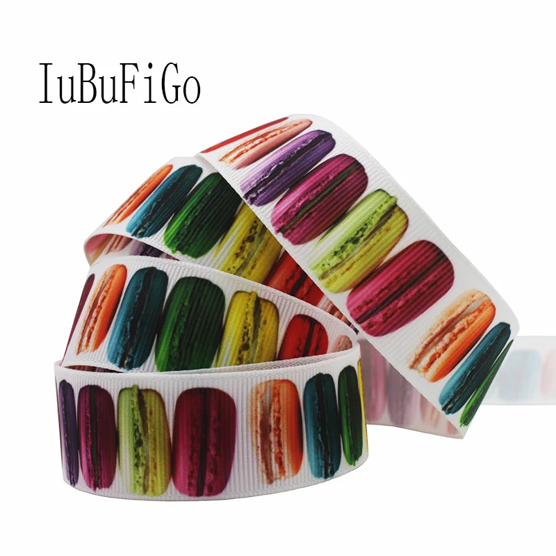 

[IuBuFiGo] 1" (25mm) Macaroon Ribbons Cake Printed Grosgrain ribbon For DIY Handmade Hair Bow 70 yards