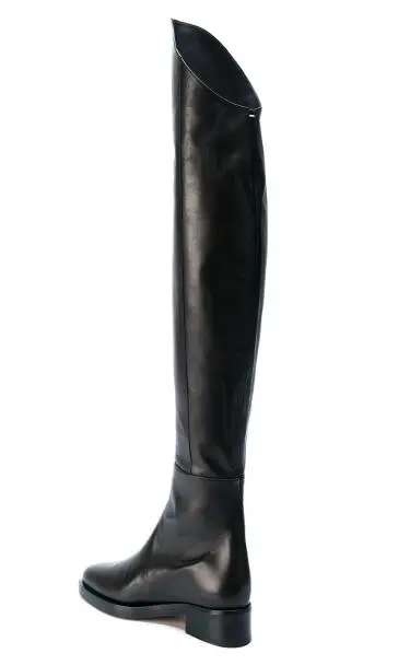 FR.LANCELOT Brand Black Genuine Leather Side Zipper Men Knee High Cool Boots Flats Chelsea Boots Shoes Mens men chelsea boots