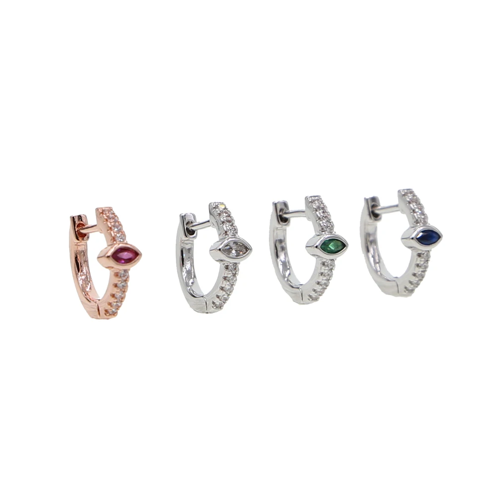 minimal minimalist geometric simple small tiny huggie hoops birthstone colorful women delicate cz earring