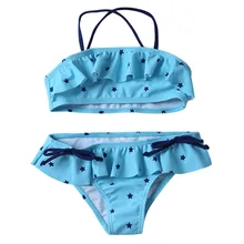 Купальник с бретельками для девочек; детский многослойный купальник с оборками; купальник с принтом звезды для девочек; милый купальный костюм из двух предметов для девочек; детские купальники