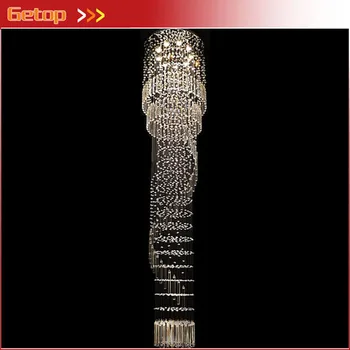 

Modern K9 Crystal Chandelier Stair Lamp spiral Living RoomLuxury Long Droplight Engineering Lamps Hotel Club Free Shipping