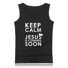 Keep Calm JESUS идет Мода Лето майка мужская рубашка без рукавов и христианские мужские жилеты Плюс Размер XXS 4XL