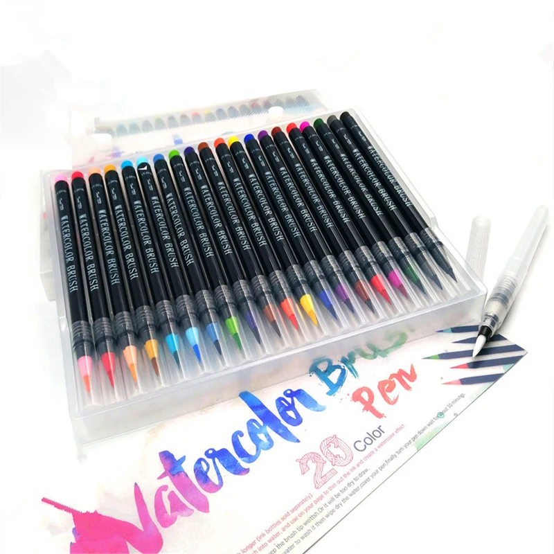 20 цветов живопись мягкая кисть Ручка акварельный маркер ручка Премиум искусство маркеры для раскрашивания каллиграфия манга комикс
