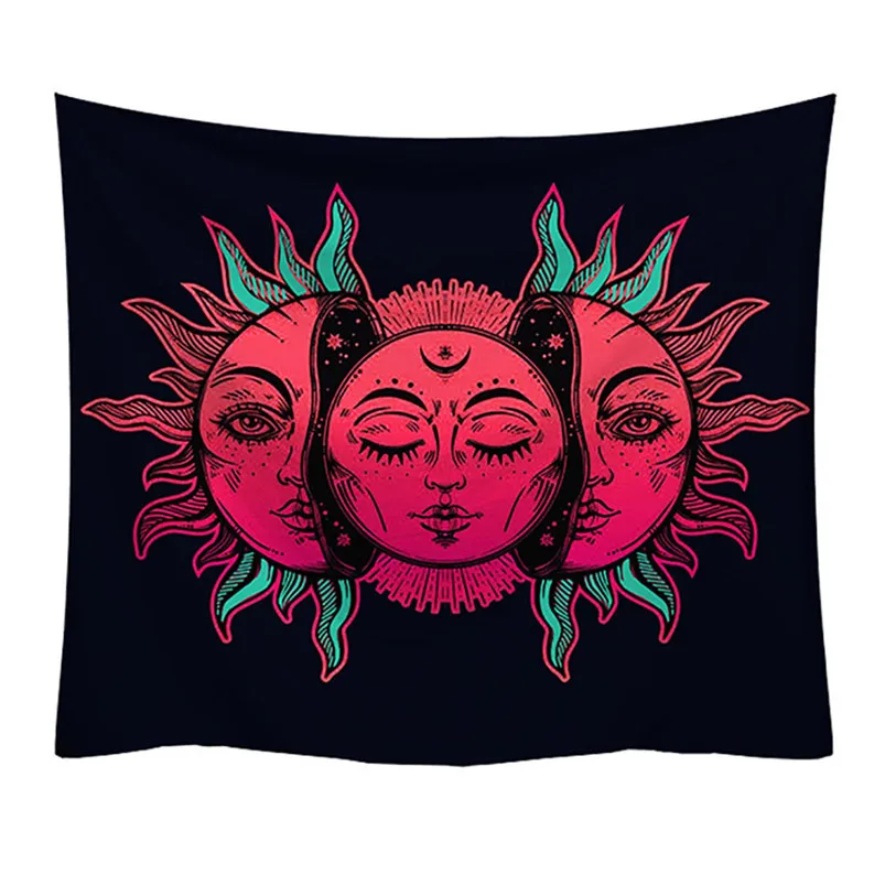 Sun Moon Tapestry Psychedelic Celestial Tarrot Hippie Hippy Polyster Tapestry Wall Hanging Throw Bedspread Beach Towel H05 (17)