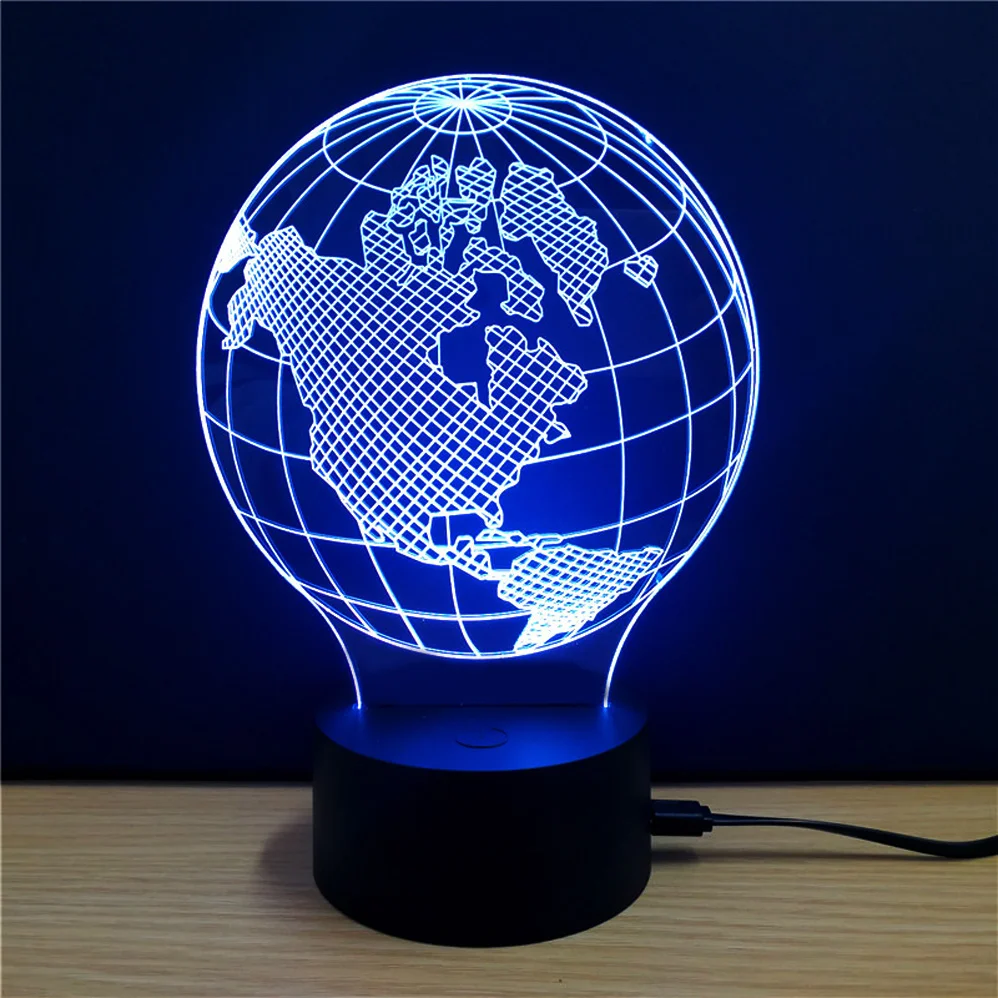 Earth Model Design USB 3D Night Light Creative 7 Colors Changing