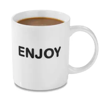 

Coffee Mug, 11oz Funny Coffee Mug: ENJOY, Unique Ceramic Novelty Holiday Christmas Gift for Men and Women Who Love Tea Mugs