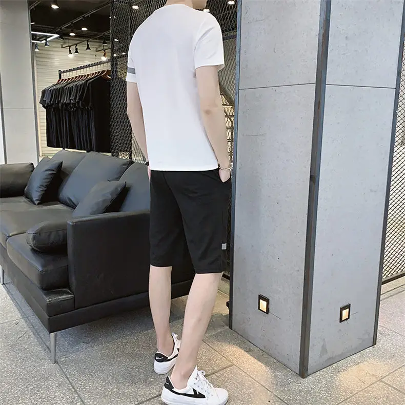 Pack of 2 Print T-Shirt&Shorts Summer Short Sets Men Casual Suits Homewear Tracksuit Male Sweatshirts Hoodies 4XL Top&Tees+Pant 11