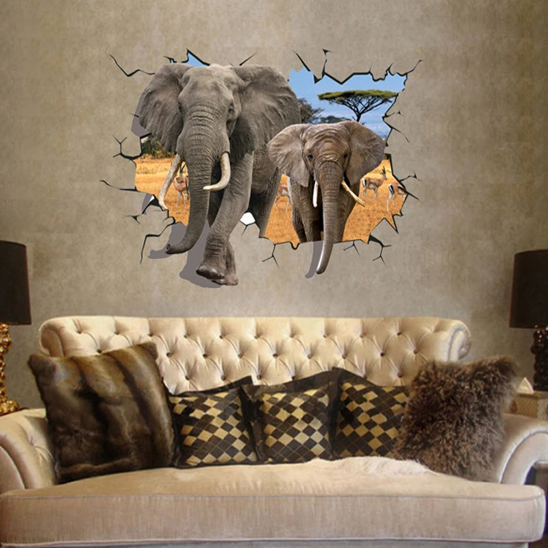 Buy Large Sticker 3D Elephants Wall Stickers Home Decor Sticker For Kids Rooms
