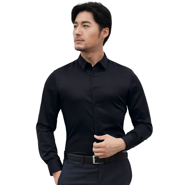 Black Thick Men Shirts Dress Shirts Formal Big Size Fashion Men Tops ...