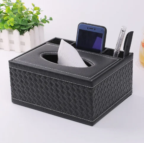 

European Desktop Storage Box Fashion Multi-function Creative Leather Tissue Box Desktop Decoration Storage Tissue Box Q184