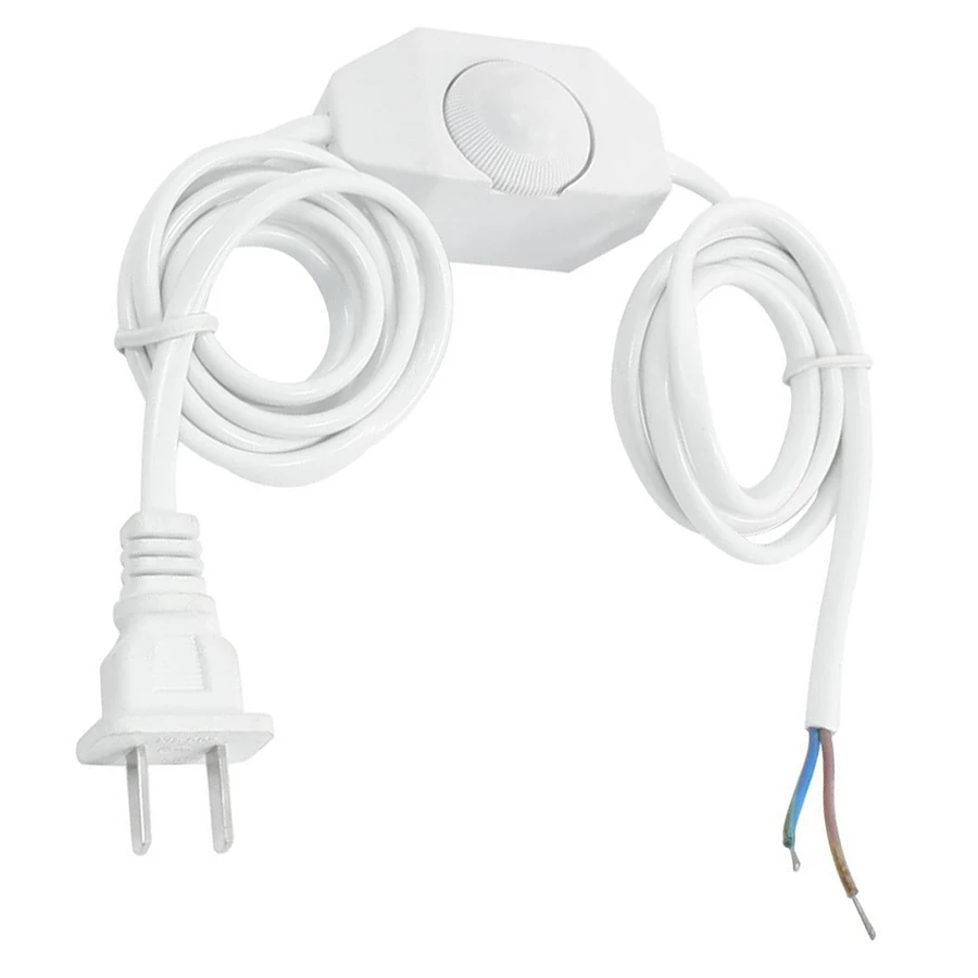 BHBD White Lamp Power Cord w Dimmer Switch AC 250V/110V US Plugin