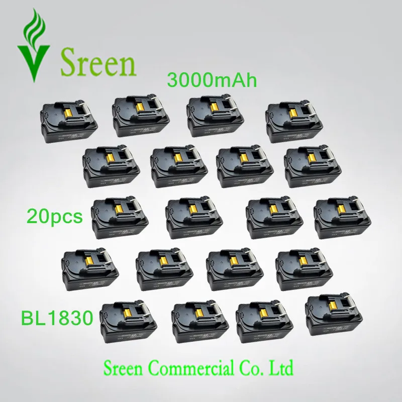 

20PCS Lithium Ion 3000mAh Replacement Rechargeable Power Tool Battery for Makita 18V BL1830 LXT400 Wholesale Price
