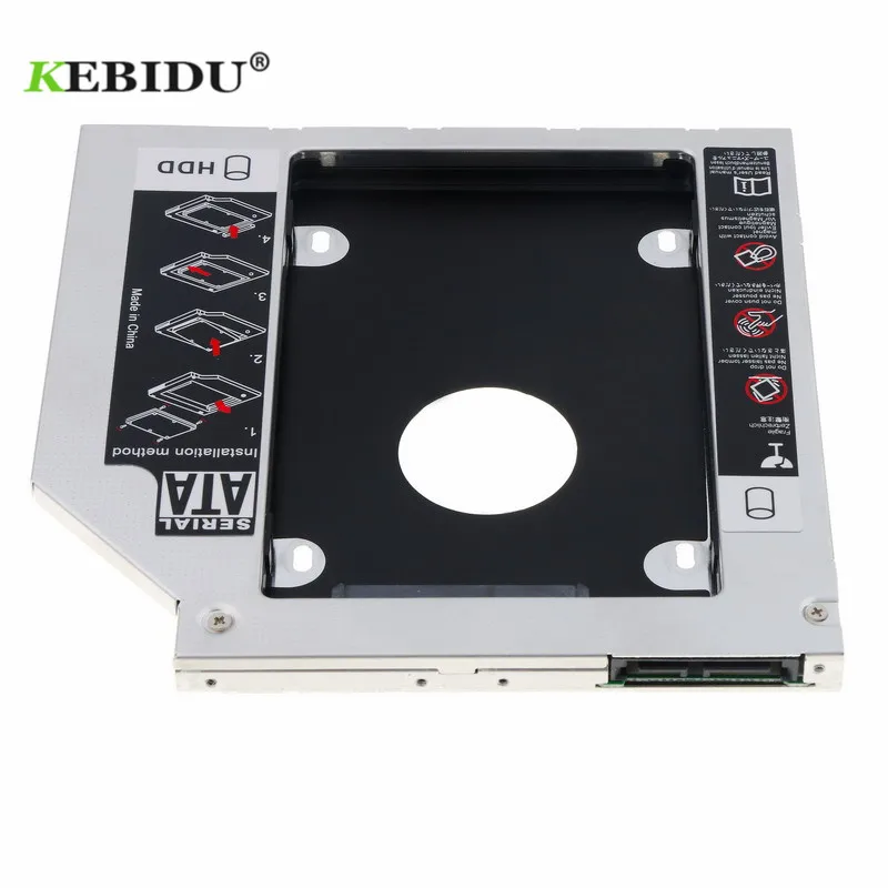 Kebidu Алюминиевый металлический 2-ой HDD Caddy 9,5 мм SATA 3,0 коробка для жесткого диска 2," SATA III 3,0 чехол для SSD, HDD для ноутбука ODD CD-ROM