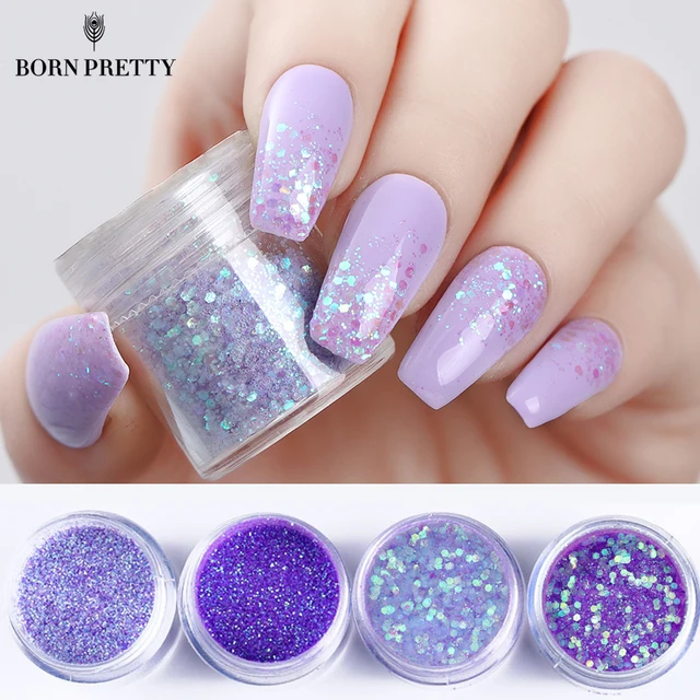 4 Bo Purple Nail Glitter Set Multi Size Violet Series Sequins 4 Bo Purple Nail Glitter Set Multi Size Violet Series Sequins Powder Manicure Art