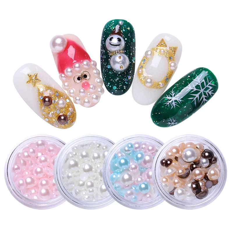 

1 Box Acrylic Rhinestones 3D Decoration Colorful Mixed Flat Back Pearl Embellishments Face Craft Card Making Nail Art Decoration