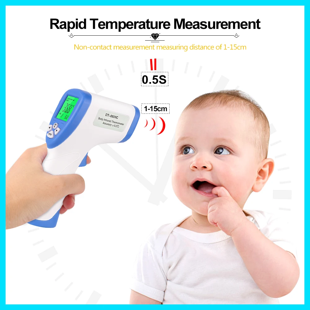 RZ инфракрасный лоб цифровой термометр портативный Termometro пистолет детское устройство измерения температуры DT-8809C
