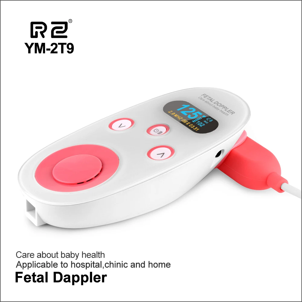 Fetal Monitor Baby Heartbeat Detector LED Digital Prenatal Pocket Fetal Doppler Stethoscope for Home Use Portable Fetal Sounds Detector No Radiation,Pink 